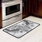 Tribal Indian Bull Skull Print Kitchen Mat