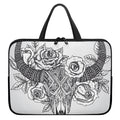 Tribal Indian Bull Skull Print Laptop Sleeve With Handle