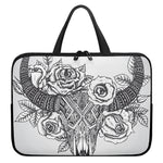 Tribal Indian Bull Skull Print Laptop Sleeve With Handle