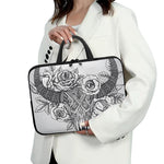 Tribal Indian Bull Skull Print Laptop Sleeve With Handle