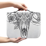 Tribal Indian Bull Skull Print Leather Bible Cover