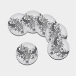 Tribal Indian Bull Skull Print Leather Coaster Set