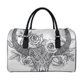 Tribal Indian Bull Skull Print Leather Duffel Bag