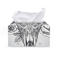 Tribal Indian Bull Skull Print Leather Tissue Box Cover