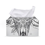 Tribal Indian Bull Skull Print Leather Tissue Box Cover