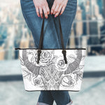 Tribal Indian Bull Skull Print Leather Tote Bag