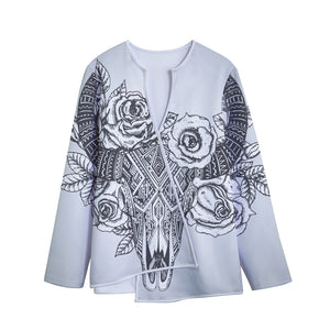 Tribal Indian Bull Skull Print Long Sleeve Short Coat