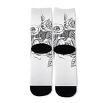 Tribal Indian Bull Skull Print Long Socks