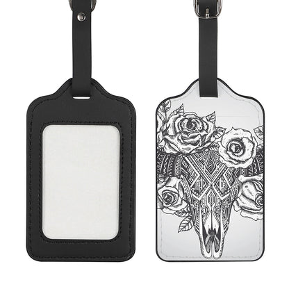 Tribal Indian Bull Skull Print Luggage Tag