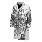 Tribal Indian Bull Skull Print Men's Bathrobe