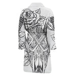 Tribal Indian Bull Skull Print Men's Bathrobe