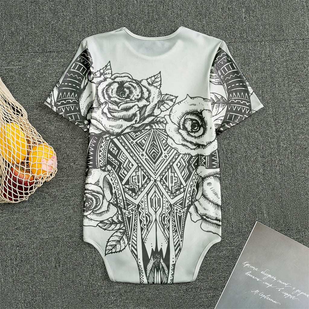Tribal Indian Bull Skull Print Men's Bodysuit