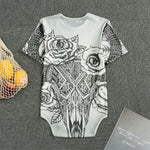 Tribal Indian Bull Skull Print Men's Bodysuit