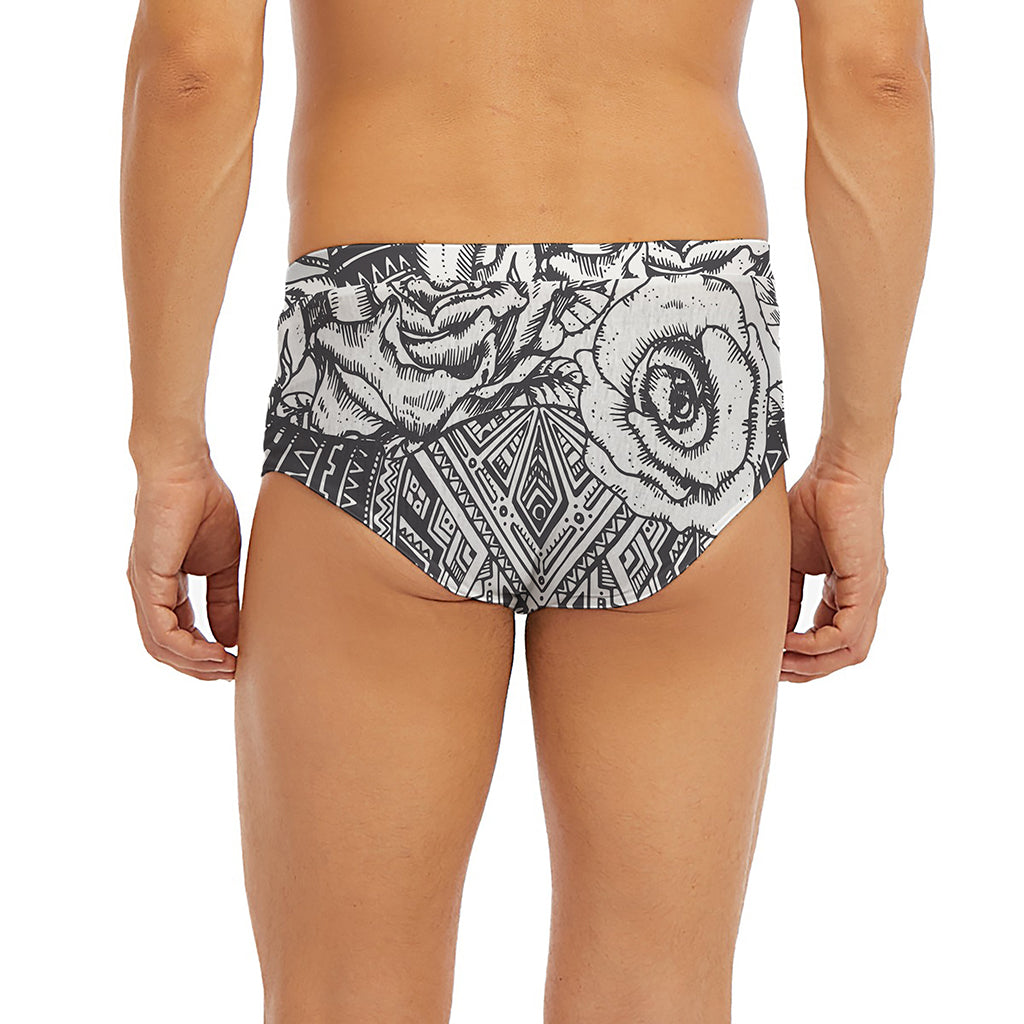 Tribal Indian Bull Skull Print Men's Briefs