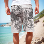 Tribal Indian Bull Skull Print Men's Cargo Shorts