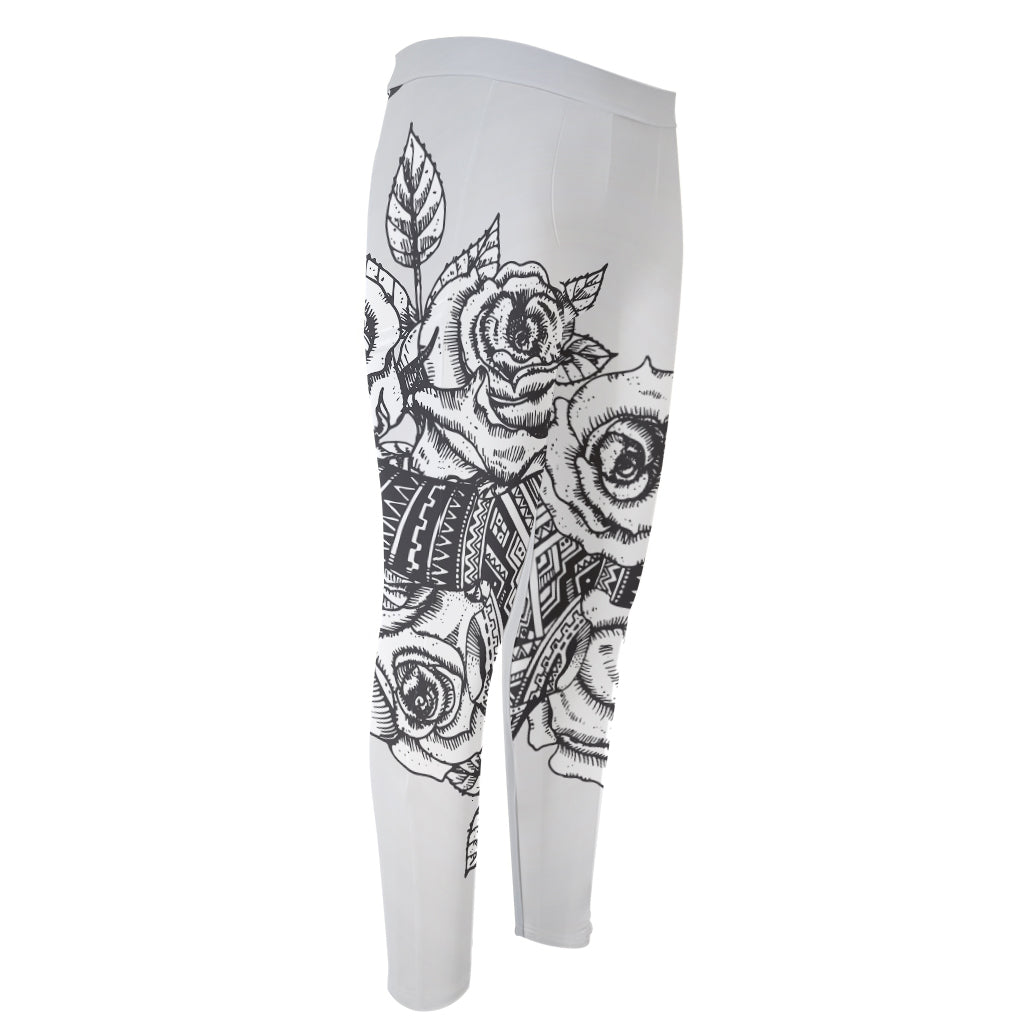 Tribal Indian Bull Skull Print Men's Compression Pants