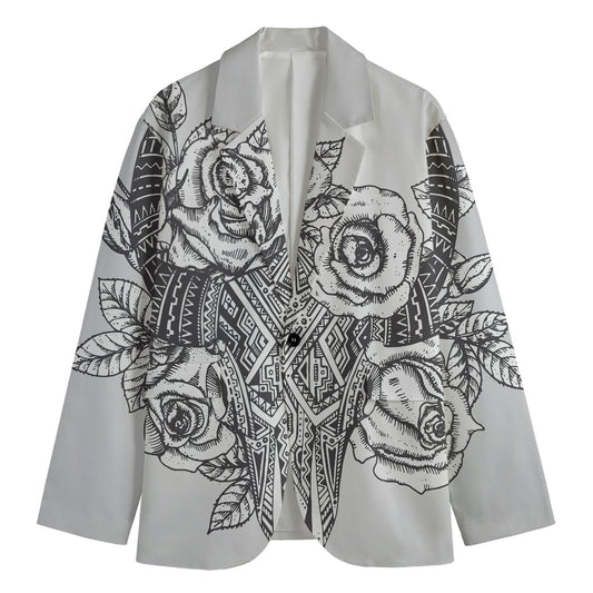 Tribal Indian Bull Skull Print Men's Cotton Blazer