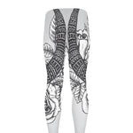 Tribal Indian Bull Skull Print Men's leggings
