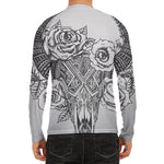 Tribal Indian Bull Skull Print Men's Long Sleeve Rash Guard