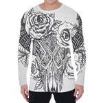 Tribal Indian Bull Skull Print Men's Long Sleeve T-Shirt