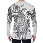 Tribal Indian Bull Skull Print Men's Long Sleeve T-Shirt