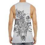 Tribal Indian Bull Skull Print Men's Muscle Tank Top