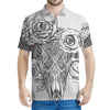 Tribal Indian Bull Skull Print Men's Polo Shirt