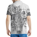 Tribal Indian Bull Skull Print Men's Polo Shirt