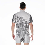 Tribal Indian Bull Skull Print Men's Rompers