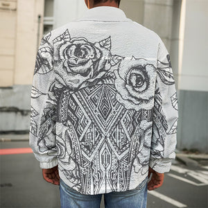 Tribal Indian Bull Skull Print Men's Shirt Jacket