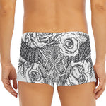 Tribal Indian Bull Skull Print Men's Short Boxer Briefs