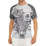 Tribal Indian Bull Skull Print Men's Short Sleeve Rash Guard