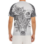 Tribal Indian Bull Skull Print Men's Short Sleeve Rash Guard