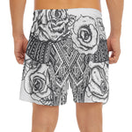 Tribal Indian Bull Skull Print Men's Split Running Shorts