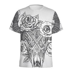 Tribal Indian Bull Skull Print Men's Sports T-Shirt
