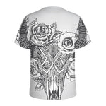 Tribal Indian Bull Skull Print Men's Sports T-Shirt