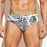 Tribal Indian Bull Skull Print Men's Swim Briefs