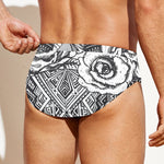 Tribal Indian Bull Skull Print Men's Swim Briefs