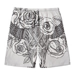 Tribal Indian Bull Skull Print Men's Swim Trunks