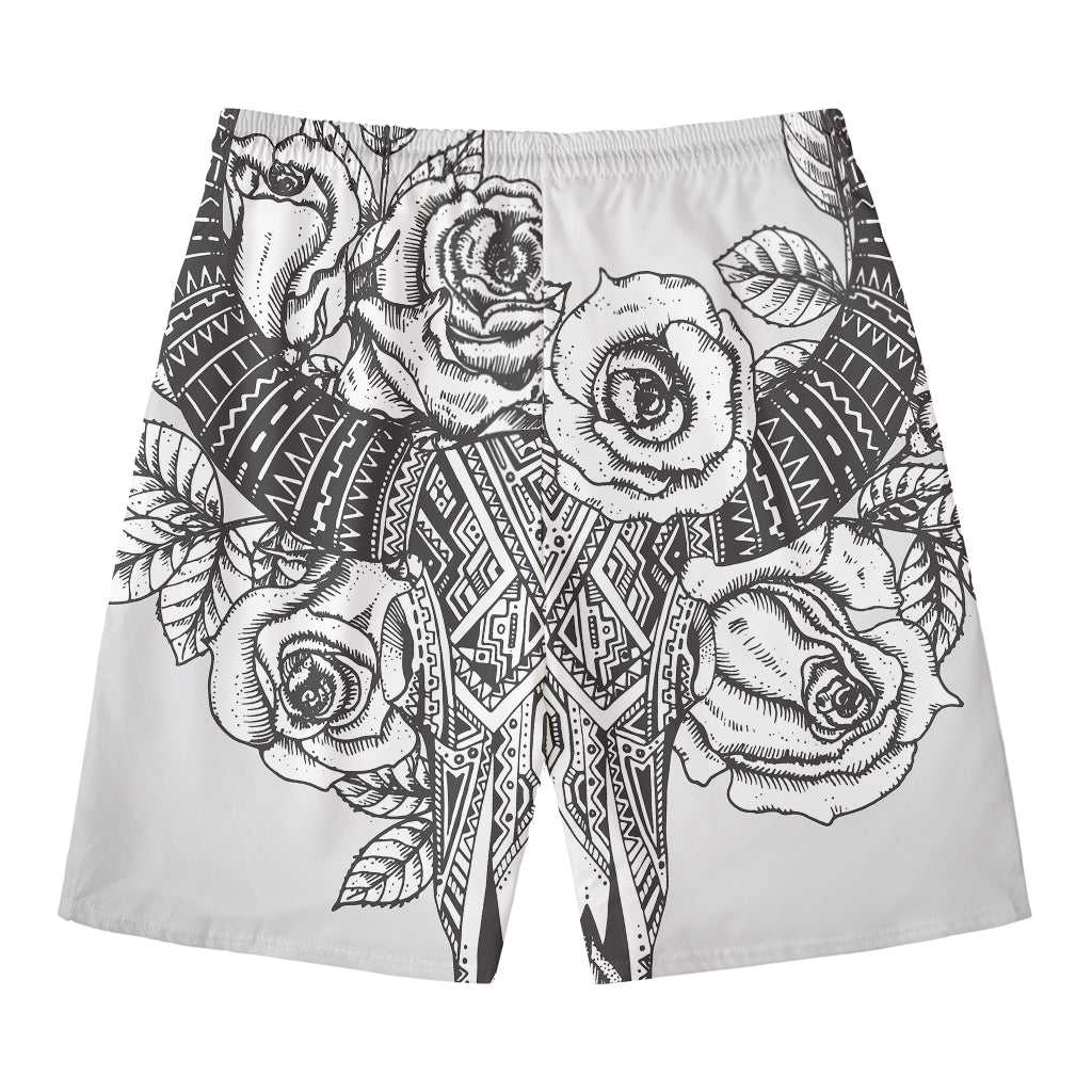 Tribal Indian Bull Skull Print Men's Swim Trunks