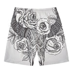 Tribal Indian Bull Skull Print Men's Swim Trunks