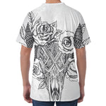 Tribal Indian Bull Skull Print Men's Velvet T-Shirt