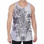 Tribal Indian Bull Skull Print Men's Velvet Tank Top