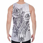 Tribal Indian Bull Skull Print Men's Velvet Tank Top