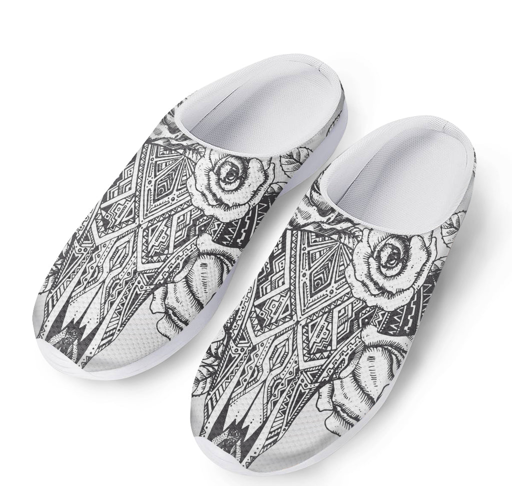 Tribal Indian Bull Skull Print Mesh Casual Shoes