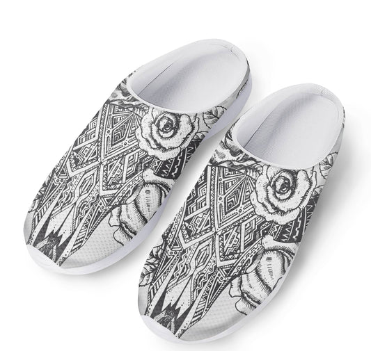 Tribal Indian Bull Skull Print Mesh Casual Shoes