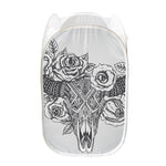 Tribal Indian Bull Skull Print Mesh Laundry Hamper