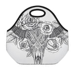 Tribal Indian Bull Skull Print Neoprene Lunch Bag