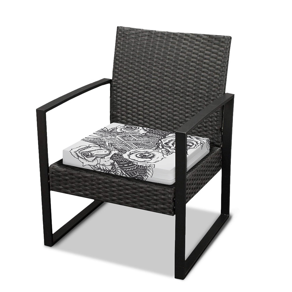 Tribal Indian Bull Skull Print Outdoor Seat Cushion Cover