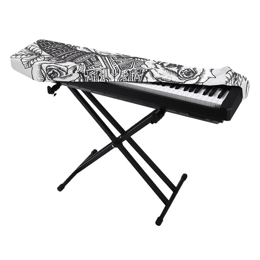 Tribal Indian Bull Skull Print Piano Keyboard Cover